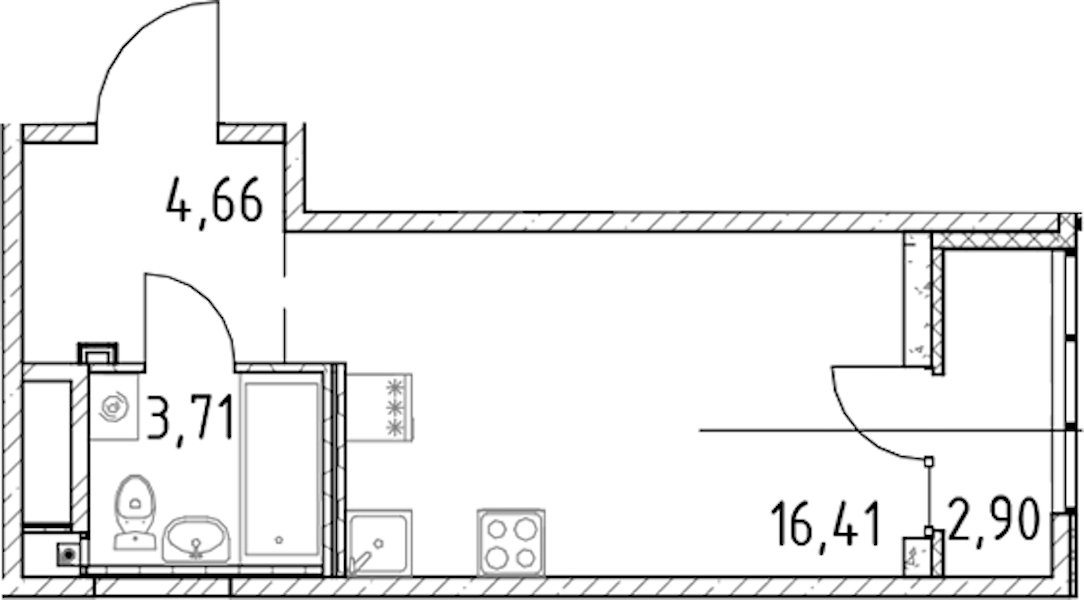 Квартира студия 24.78 м², 23/23 эт., ЖК «Город Первых»
